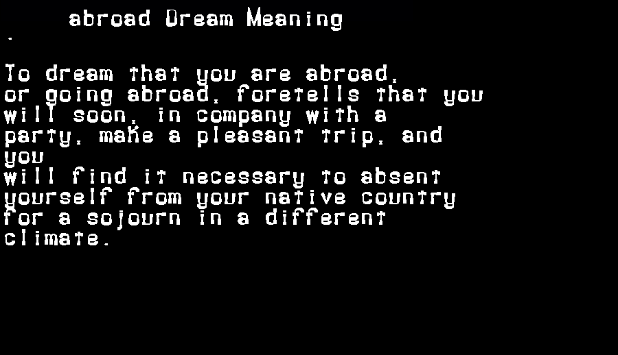  dream meanings abroad