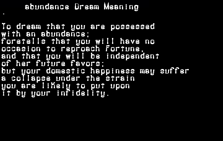  dream meanings abundance