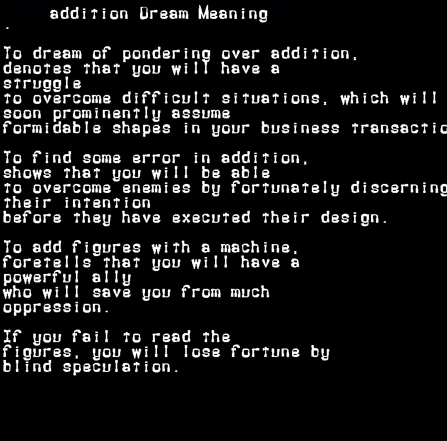  dream meanings addition