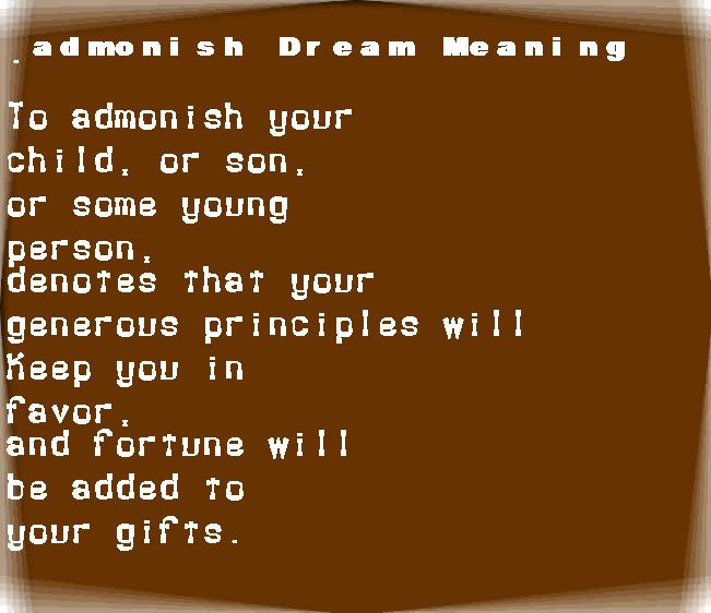  dream meanings admonish