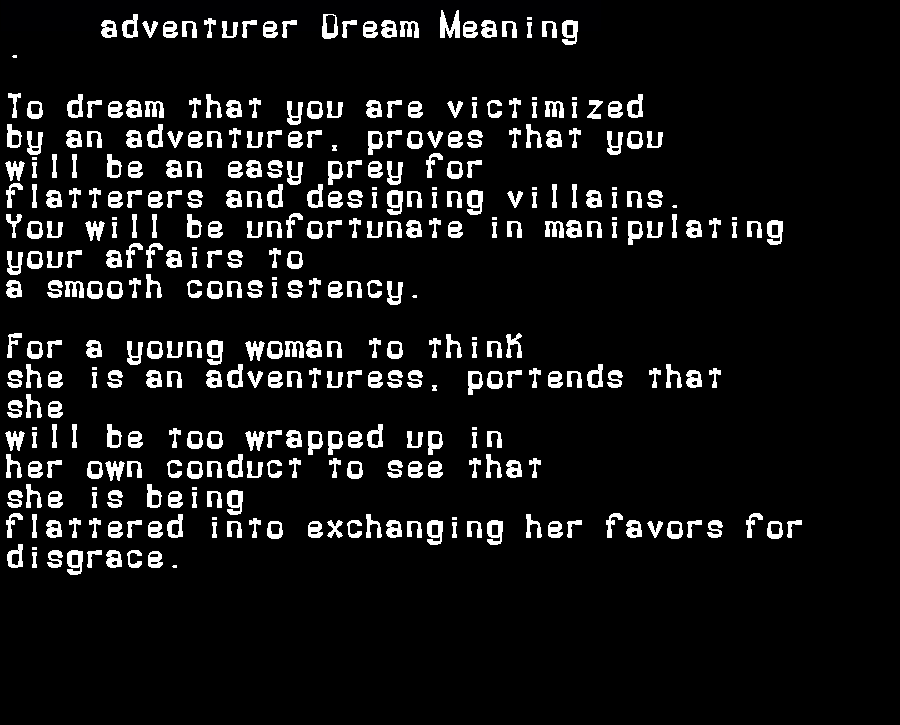  dream meanings adventurer