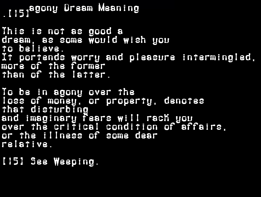  dream meanings agony