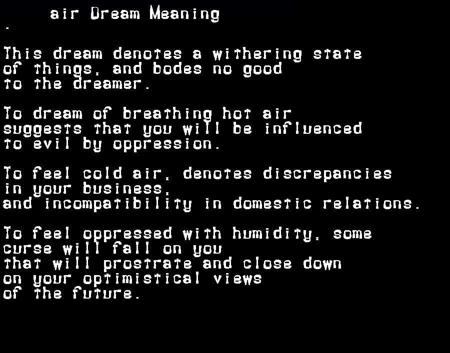  dream meanings air
