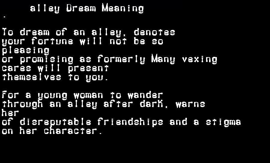  dream meanings alley