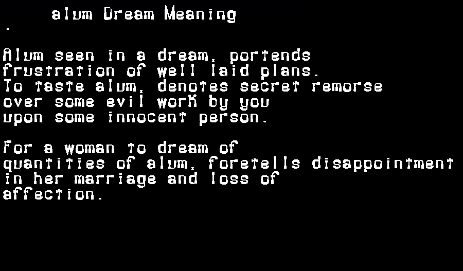  dream meanings alum