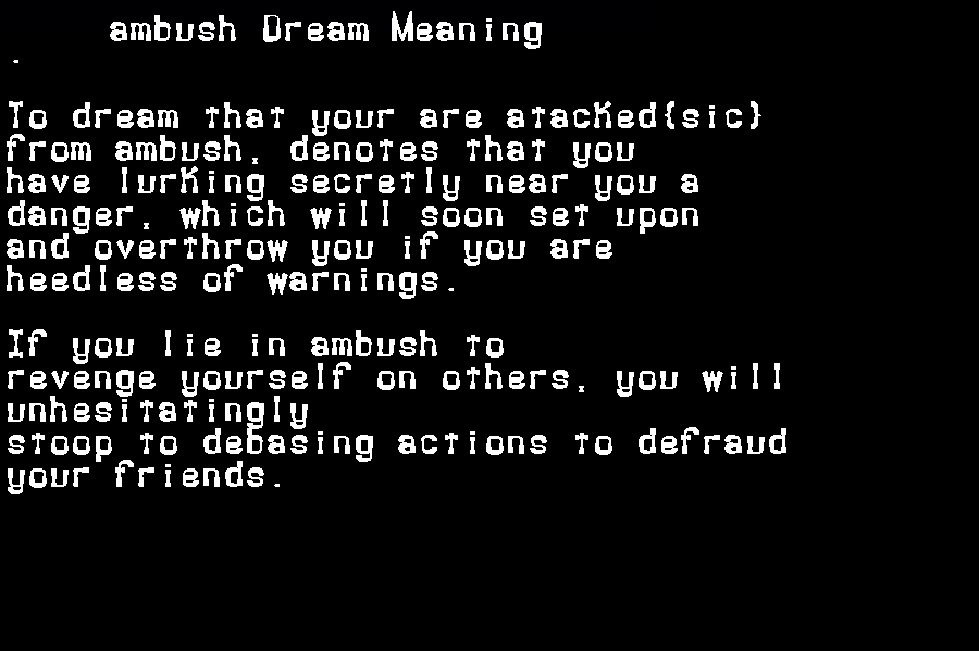  dream meanings ambush