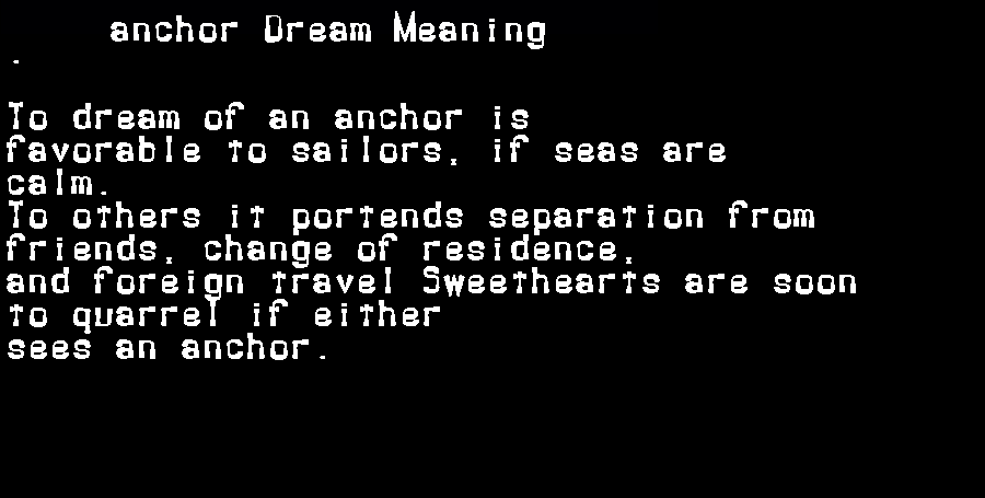  dream meanings anchor