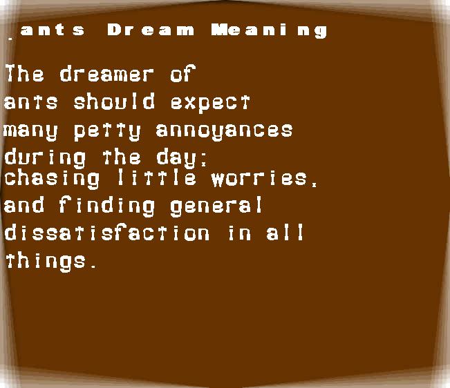  dream meanings ants