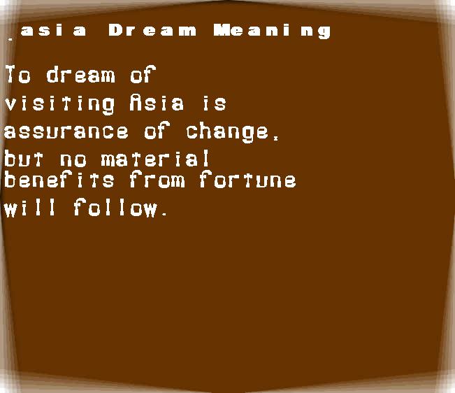  dream meanings asia