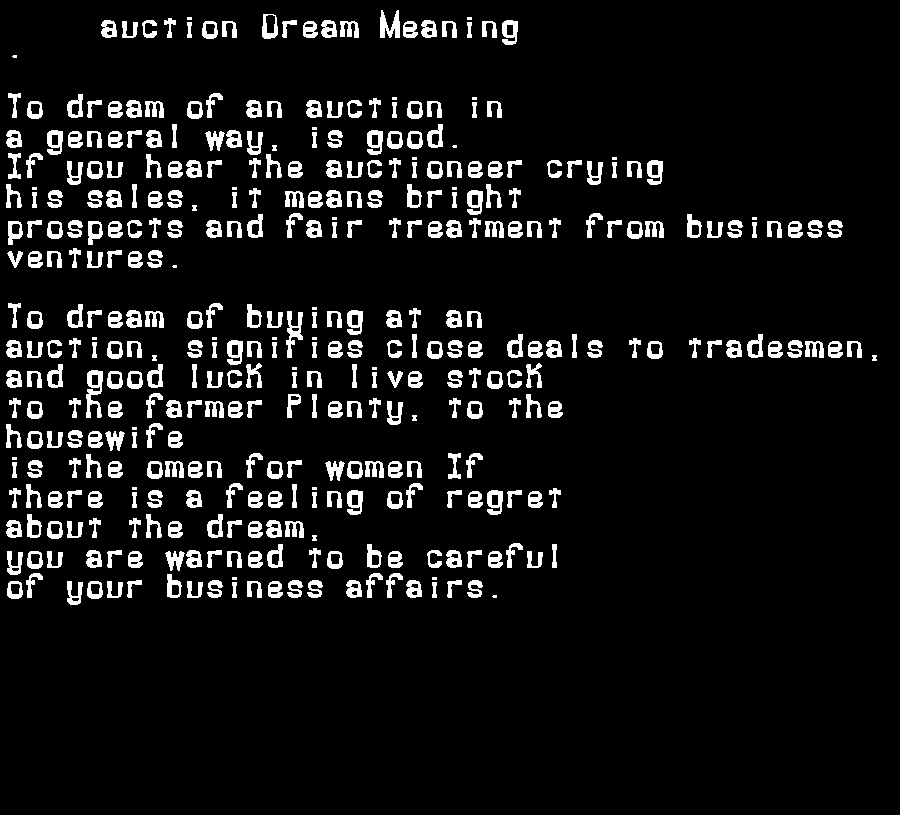  dream meanings auction