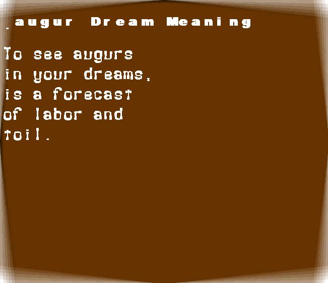  dream meanings augur