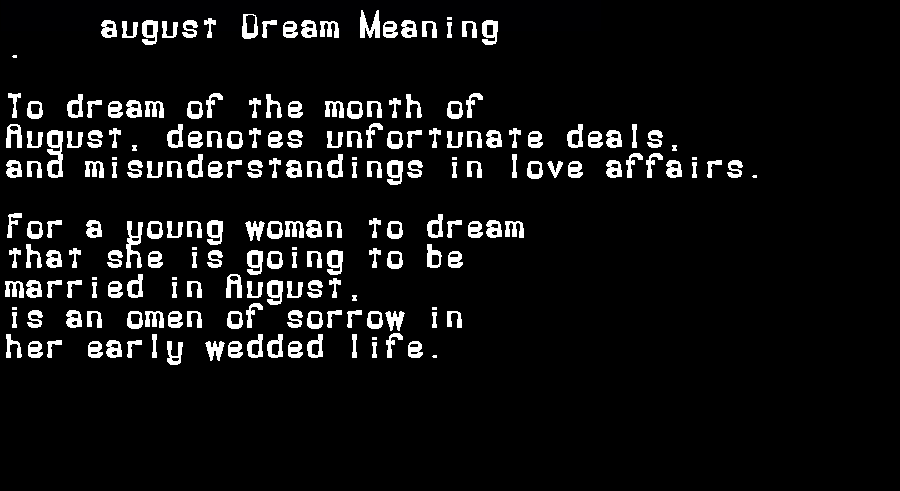  dream meanings august