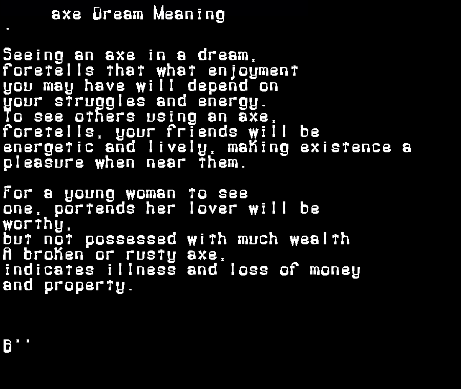  dream meanings axe