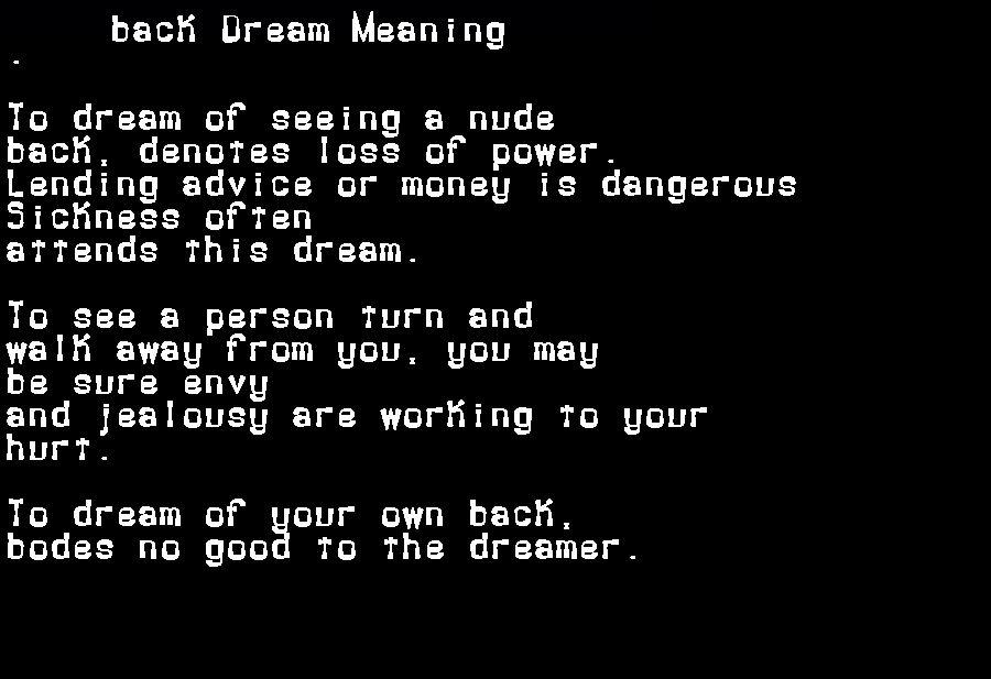  dream meanings back