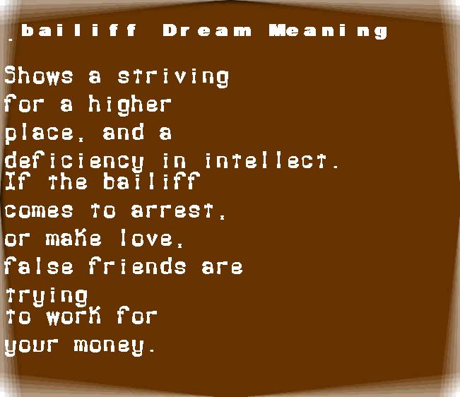  dream meanings bailiff