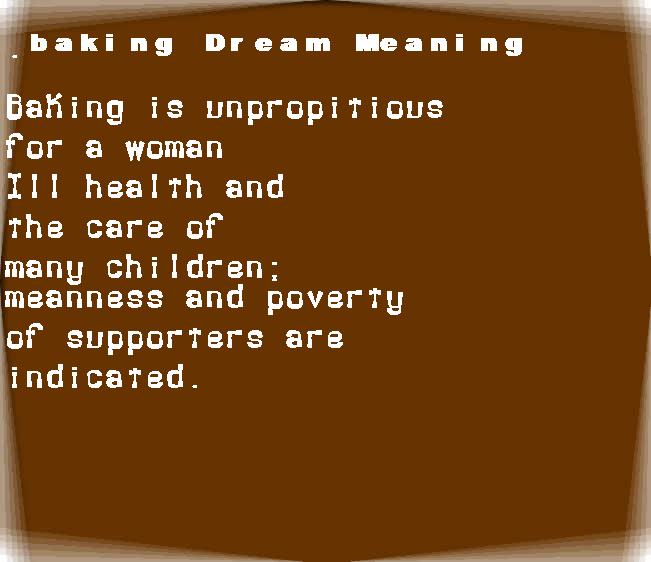  dream meanings baking