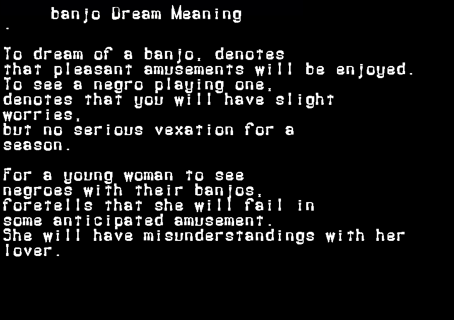  dream meanings banjo