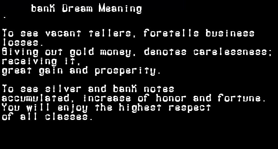  dream meanings bank