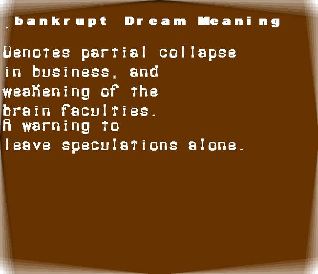  dream meanings bankrupt