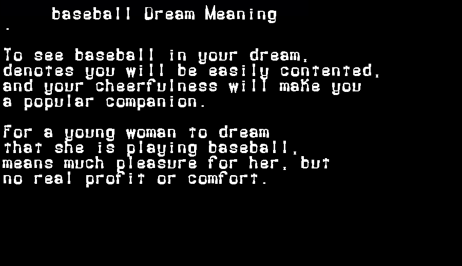  dream meanings baseball