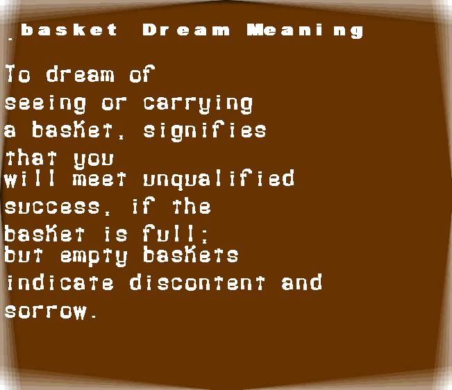  dream meanings basket