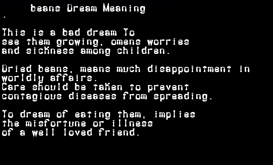  dream meanings beans