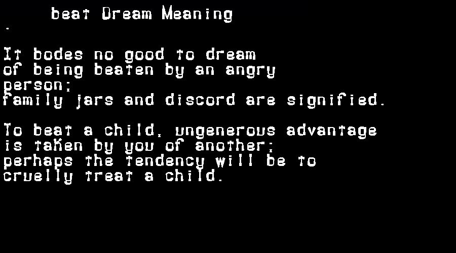  dream meanings beat