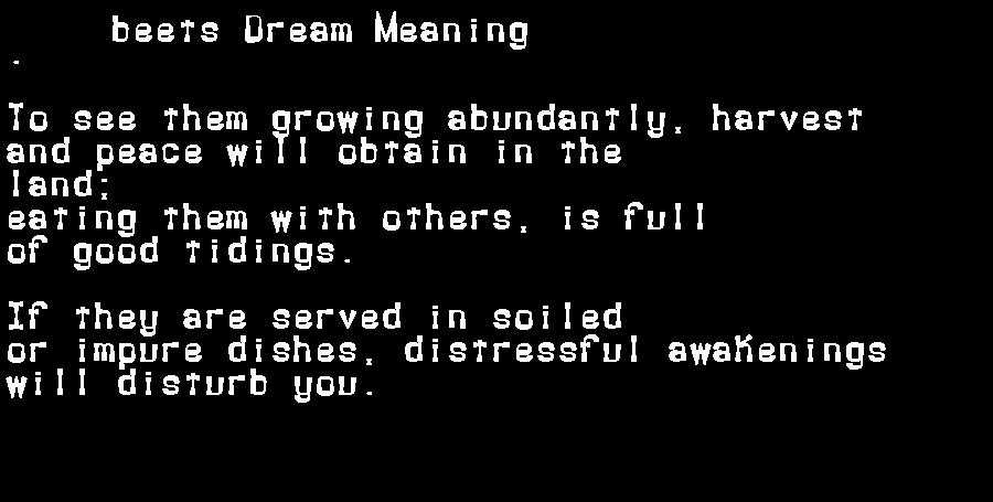  dream meanings beets
