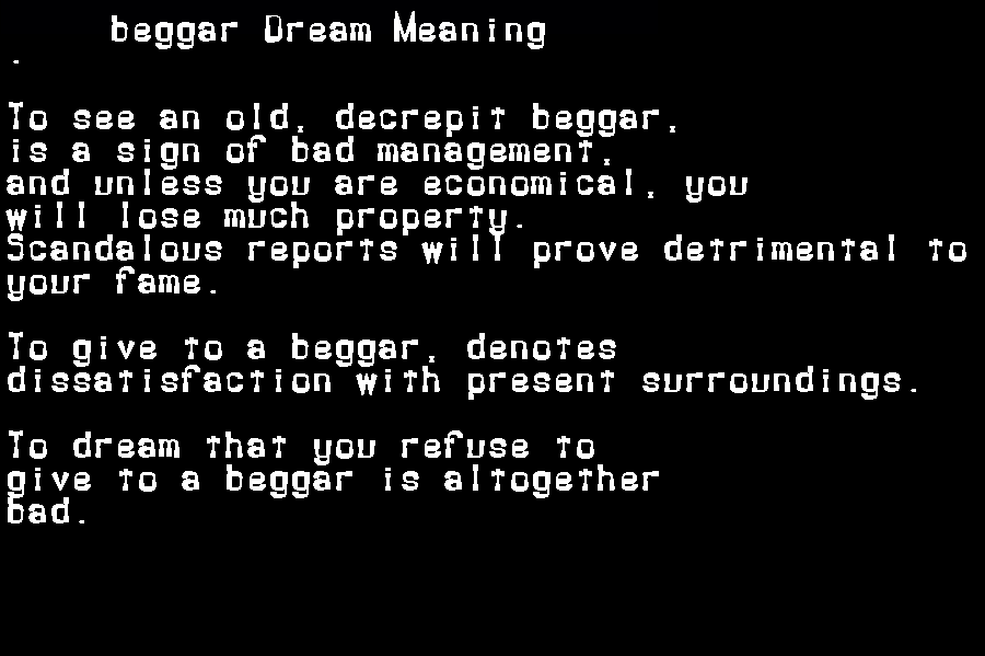  dream meanings beggar