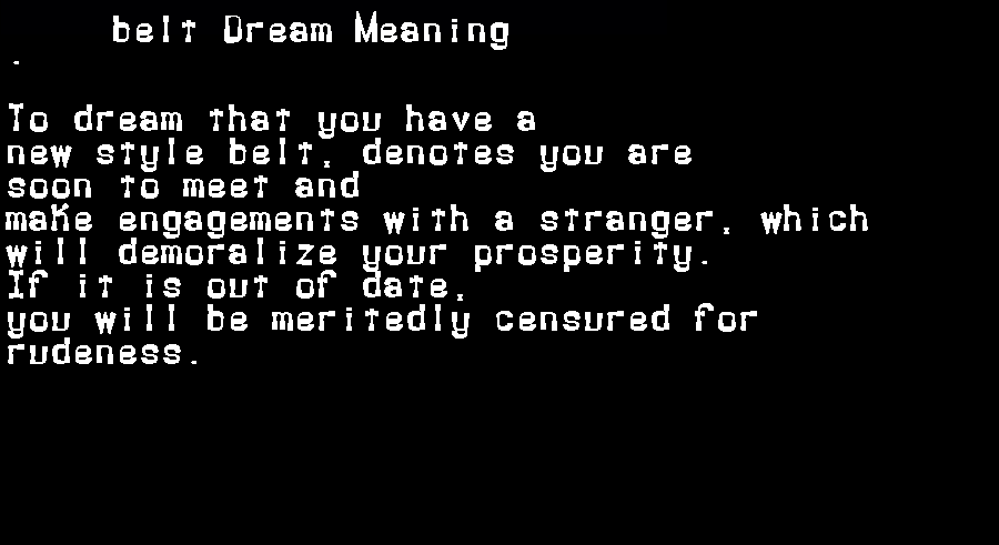  dream meanings belt