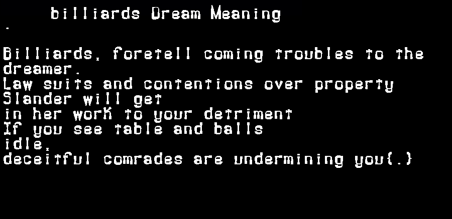  dream meanings billiards