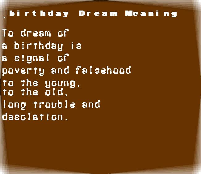  dream meanings birthday