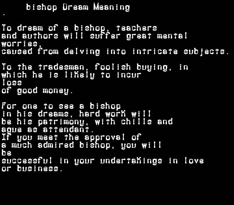  dream meanings bishop