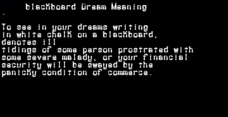  dream meanings blackboard