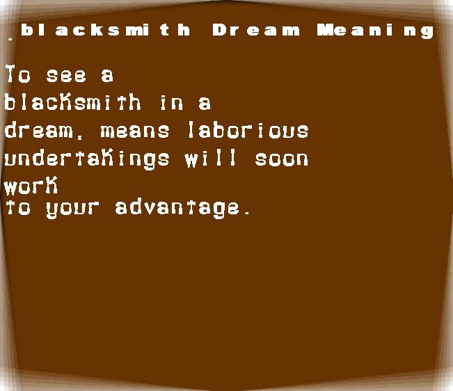  dream meanings blacksmith