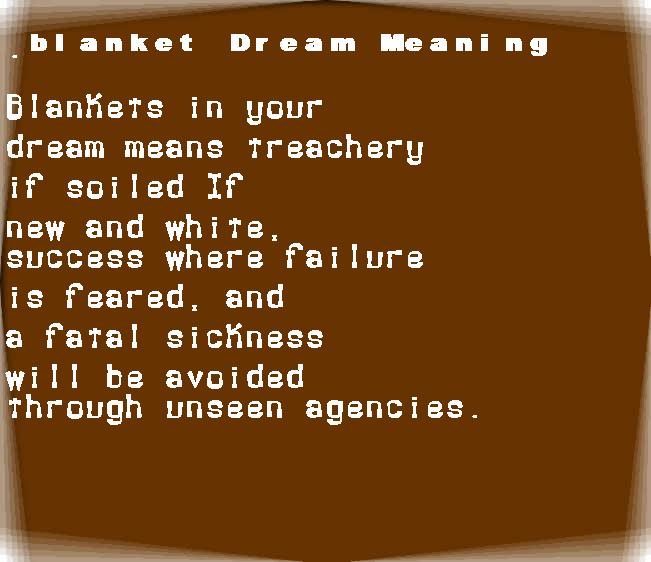  dream meanings blanket