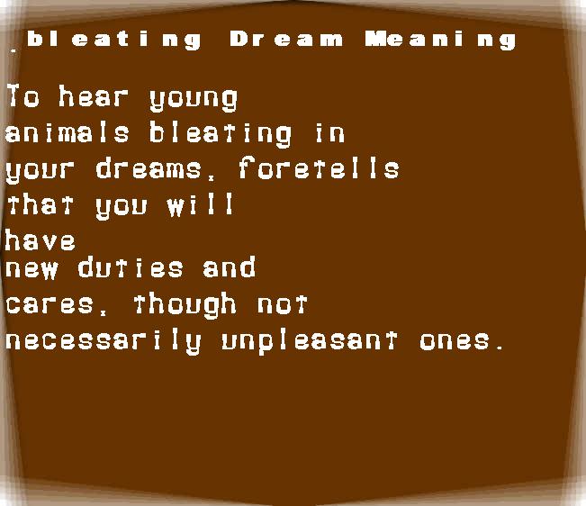  dream meanings bleating