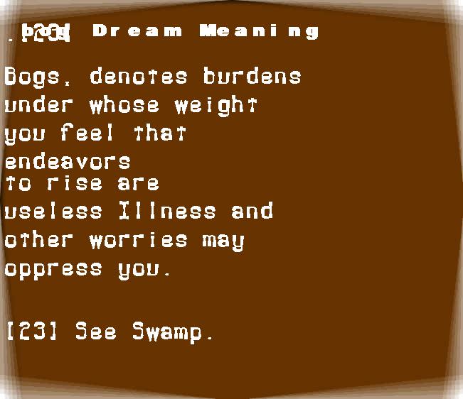  dream meanings bog