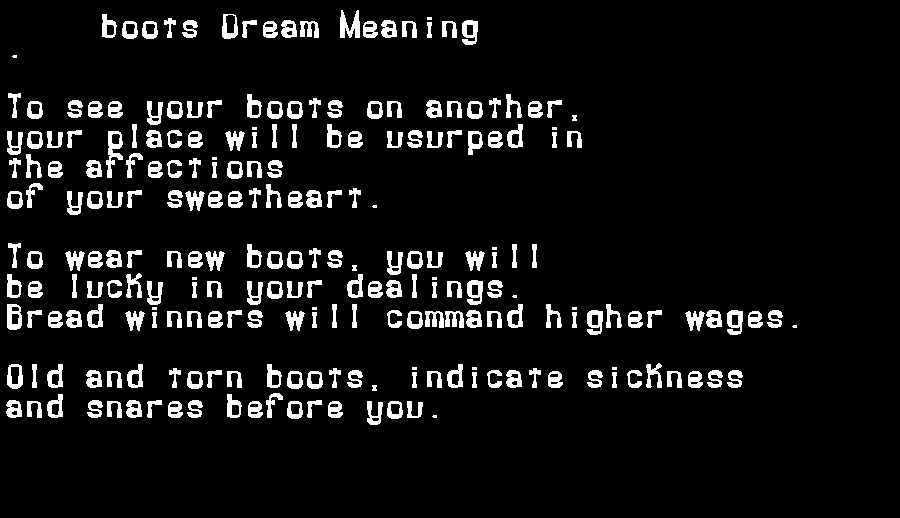  dream meanings boots