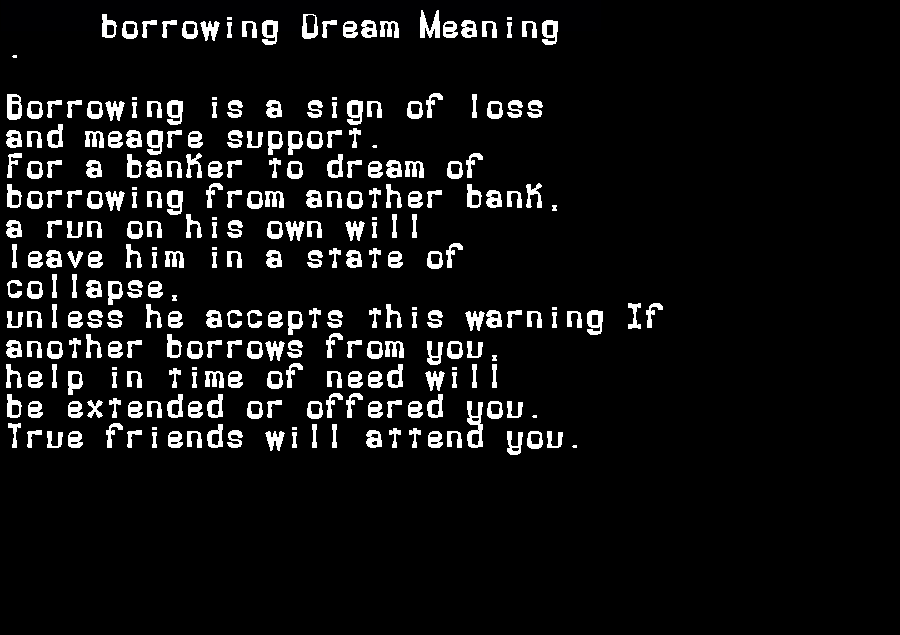  dream meanings borrowing