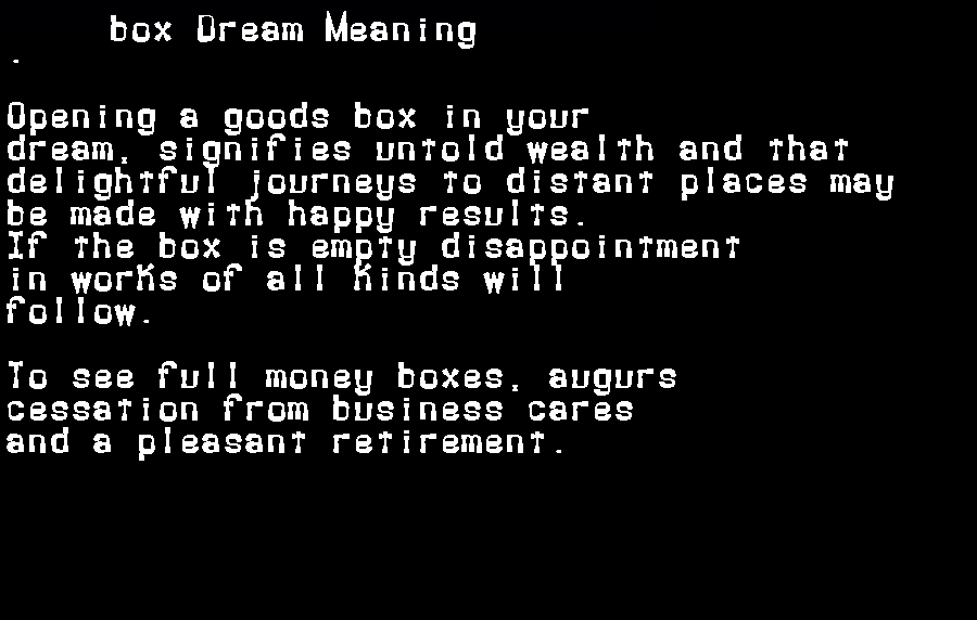  dream meanings box