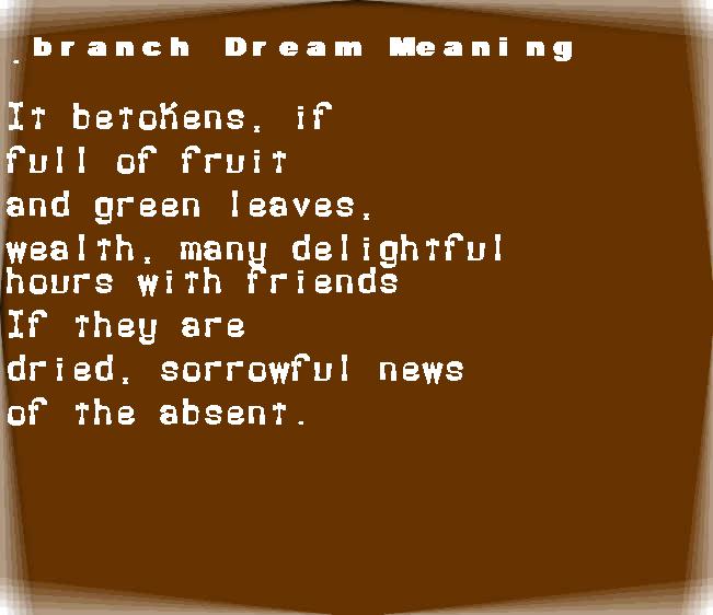  dream meanings branch