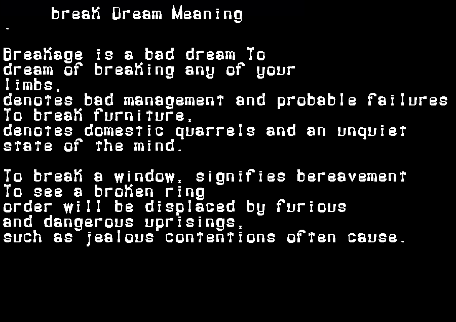  dream meanings break