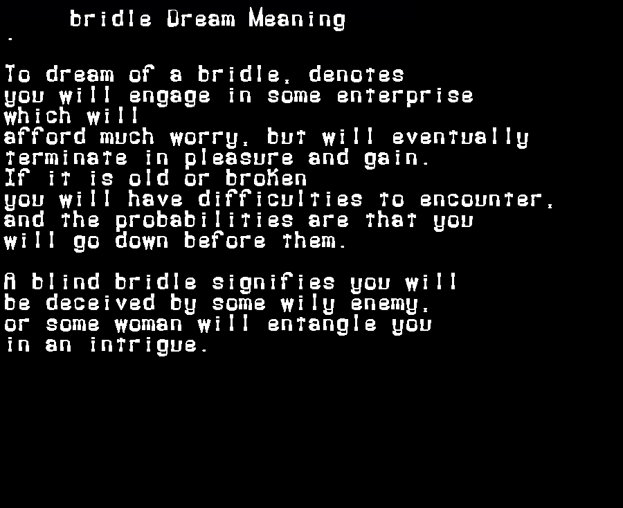  dream meanings bridle