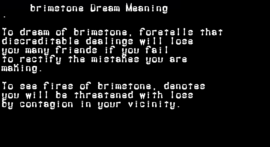  dream meanings brimstone