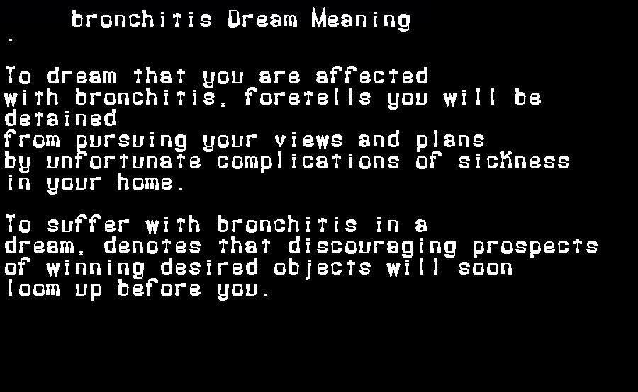  dream meanings bronchitis