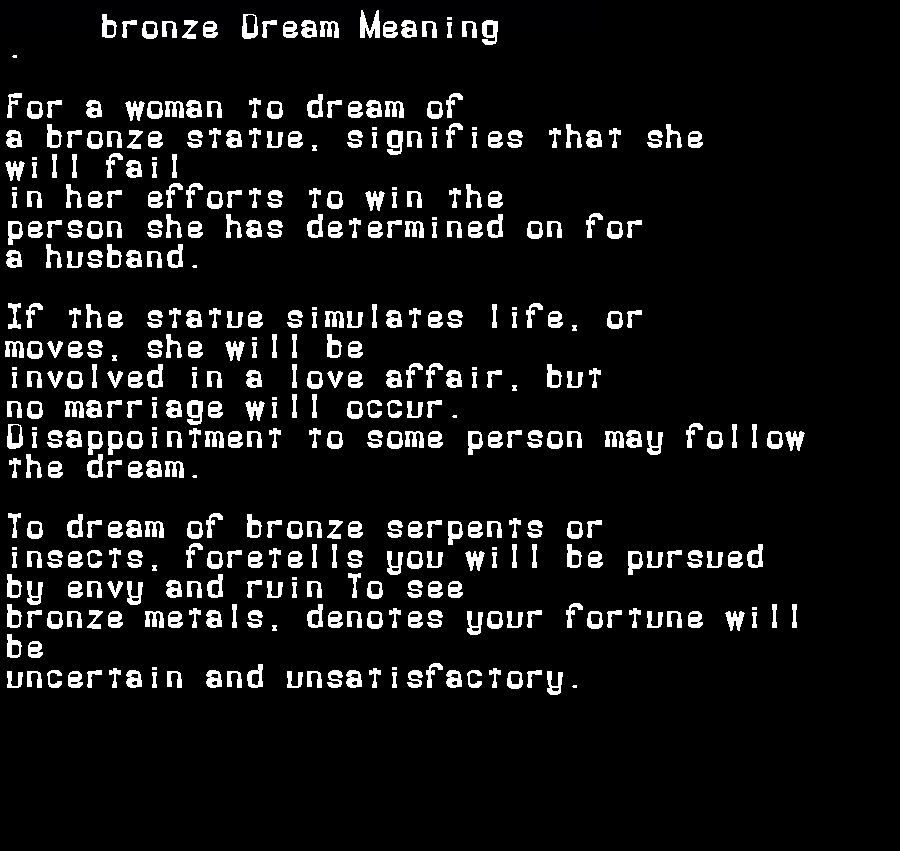  dream meanings bronze