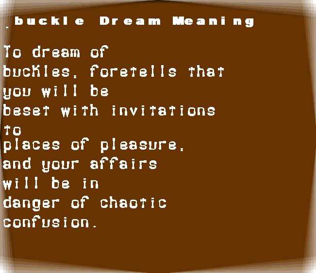  dream meanings buckle