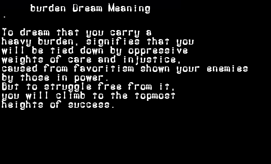  dream meanings burden