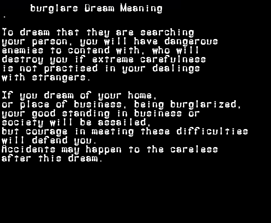  dream meanings burglars